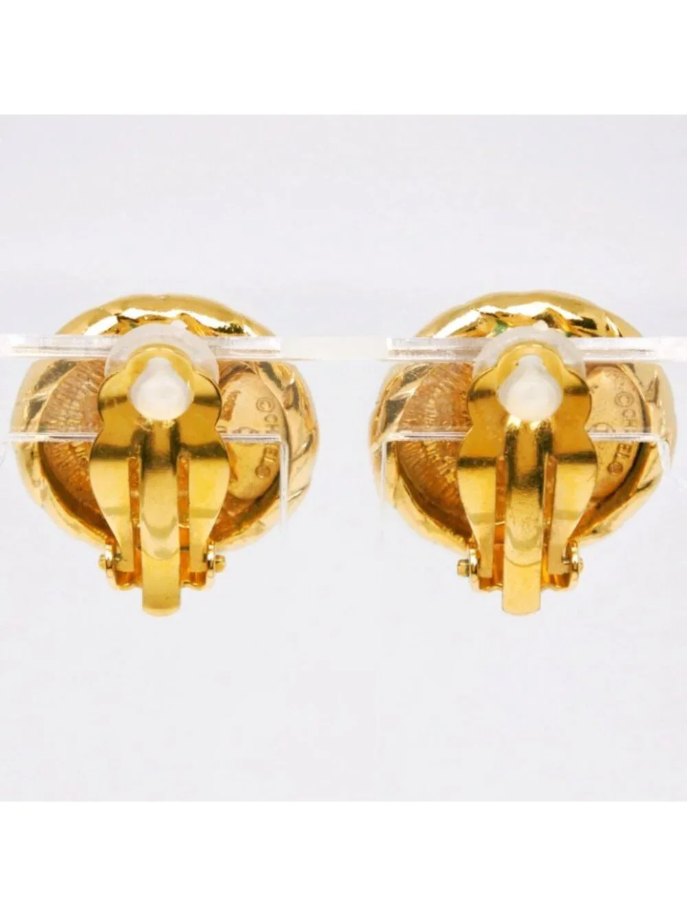 Chanel CC Logo Vintage Gold Plated Earrings